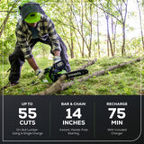 40V 14" Cordless Battery 1.5kW Chainsaw w/ 2.5 Ah Battery & Charger