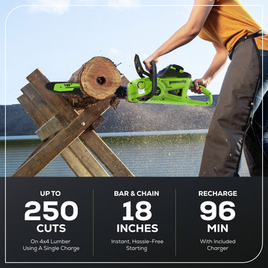 40V 18" Cordless Battery 2.0kW Chainsaw w/ 8.0Ah Battery and Charger