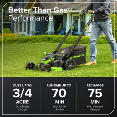 80V 25" Cordless Battery Dual Blade Self-Propelled Mower w/ 5.0Ah Battery & Rapid Charger