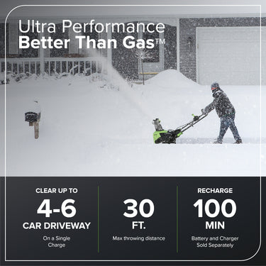 60V 22" Cordless Battery Single-Stage Snow Blower w/ Two (2) 5.0 Ah Batteries & Dual-Port Charger