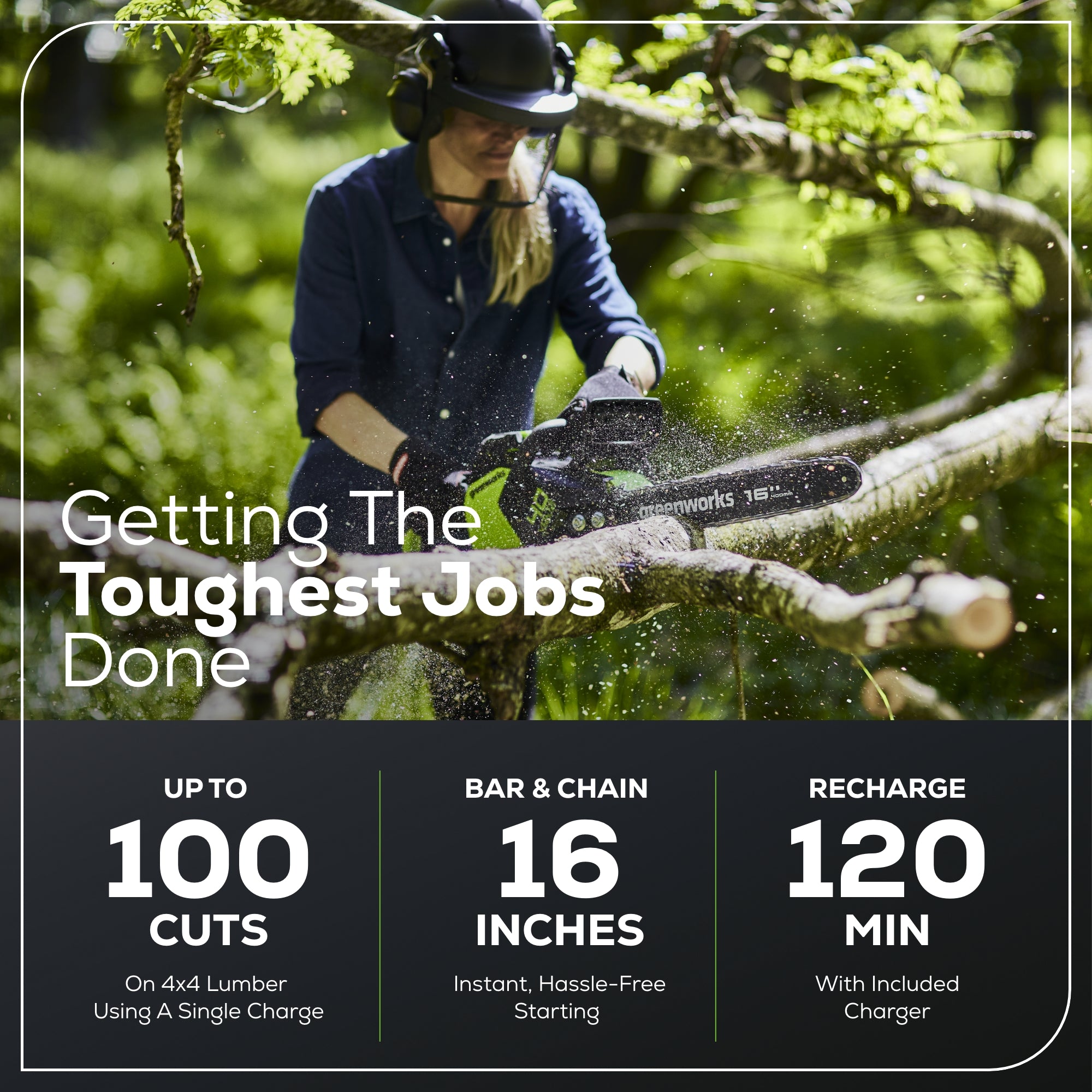 40V 16" Cordless Battery Chainsaw w/ 4.0Ah USB Battery & Charger