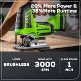24V Cordless Battery Jig Saw: 4.0 Ah USB Battery and Charger