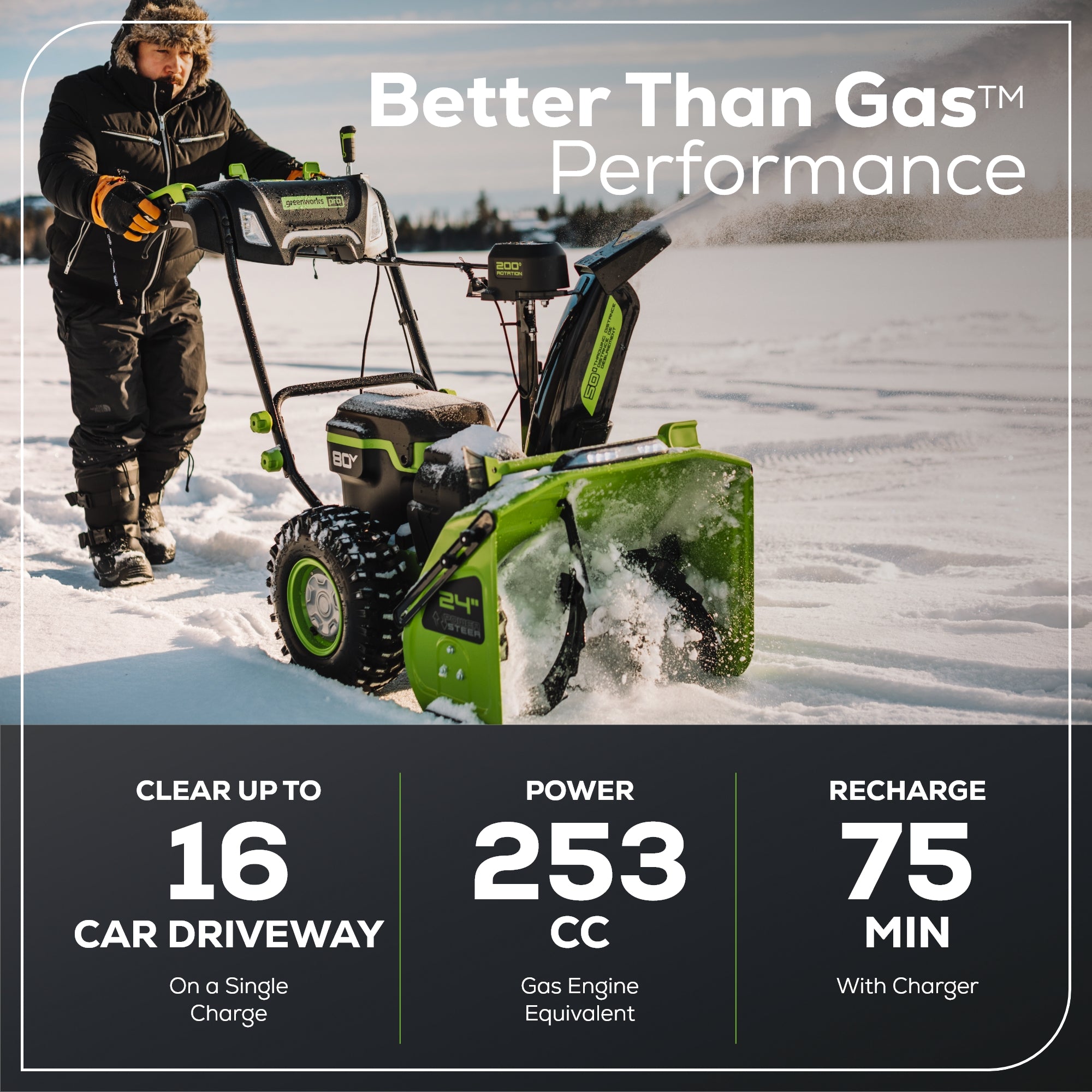 80V 24" Cordless Battery Two-Stage Snow Blower W/ Two (2) 5.0 Ah ...