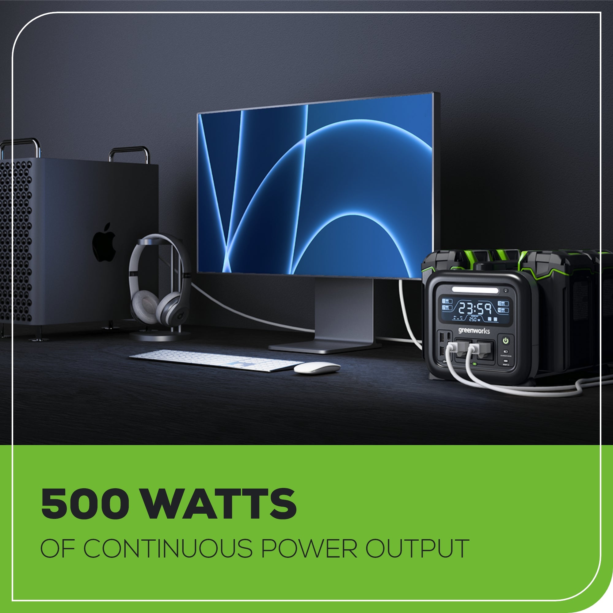 40V 500W 4-Slot Inverter Portable Power Station w/ (4) 4.0Ah Batteries & Built-In Charger