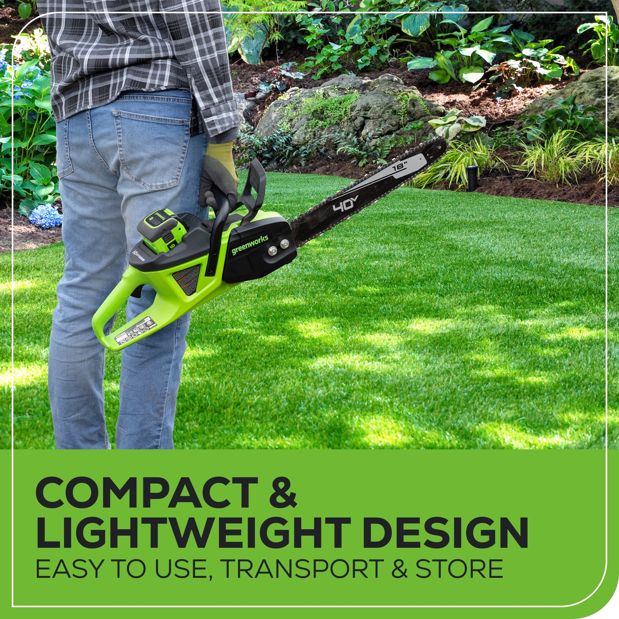 40V 18" Cordless Battery 2.0kW Chainsaw w/ 8.0Ah Battery and Charger