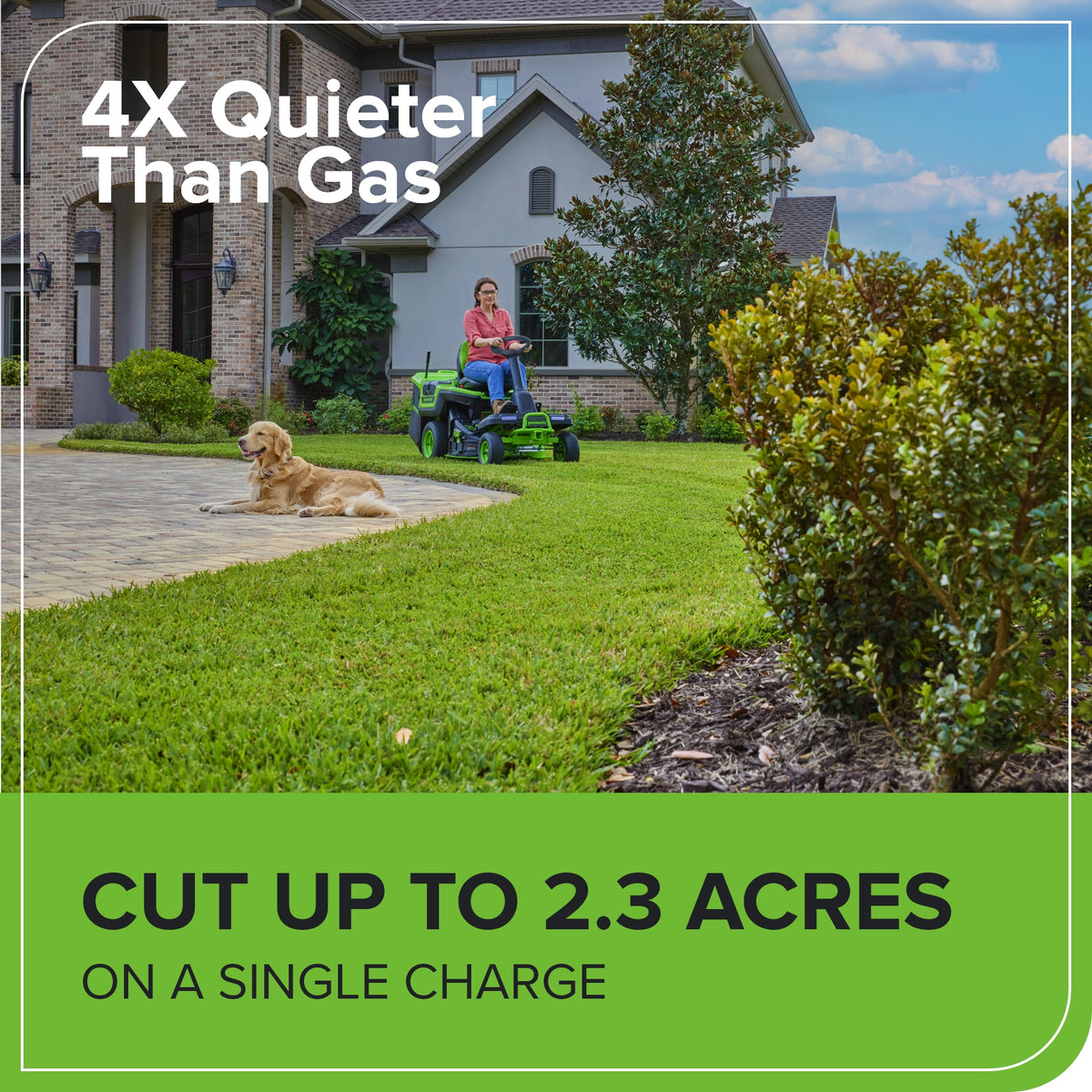 60V 30” CrossoverT Riding Lawn Tractor, Bagger Included w/ (4) 8.0Ah (1) 20.0Ah Batteries & 600-Watt Charger