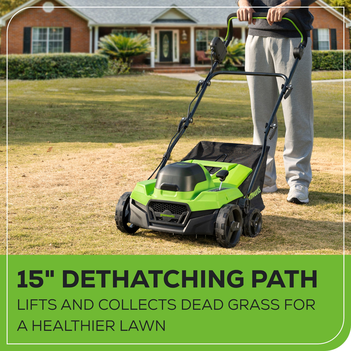 40V 15" Cordless Battery Brushless Dethatcher/Scarifier: 5.0Ah Battery and Rapid Charger