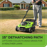 40V 15" Cordless Battery Brushless Dethatcher/Scarifier: 5.0Ah Battery and Rapid Charger