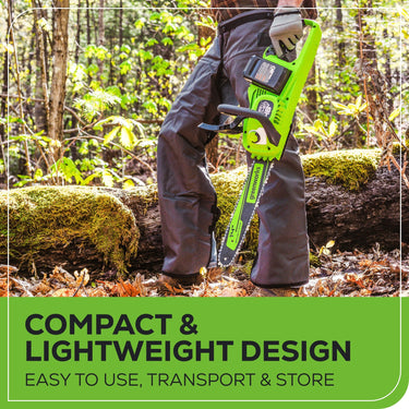 48V (24V x 2) 14" Cordless Battery Chainsaw w/ Two (2) 4.0 Ah USB Batteries & Dual Port Charger