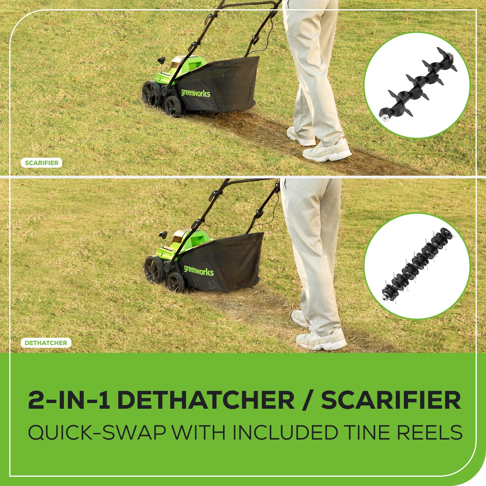 40V 15" Cordless Battery Brushless Dethatcher/Scarifier: 5.0Ah Battery and Rapid Charger