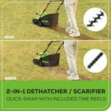 40V 15" Cordless Battery Brushless Dethatcher/Scarifier: 5.0Ah Battery and Rapid Charger
