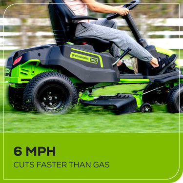 60V 42" Cordless Battery CrossoverT Riding Lawn Mower + Bagger w/ Six (6) 8.0Ah Batteries and Three (3) Dual Port Turbo Chargers