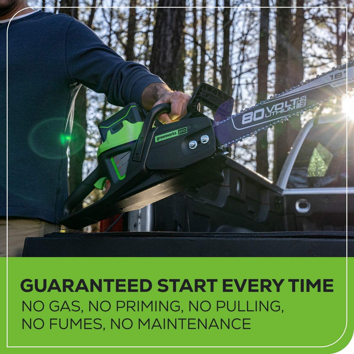 80V 18" Cordless Battery 2.5kW Chainsaw: 4.0Ah Battery & Rapid Charger