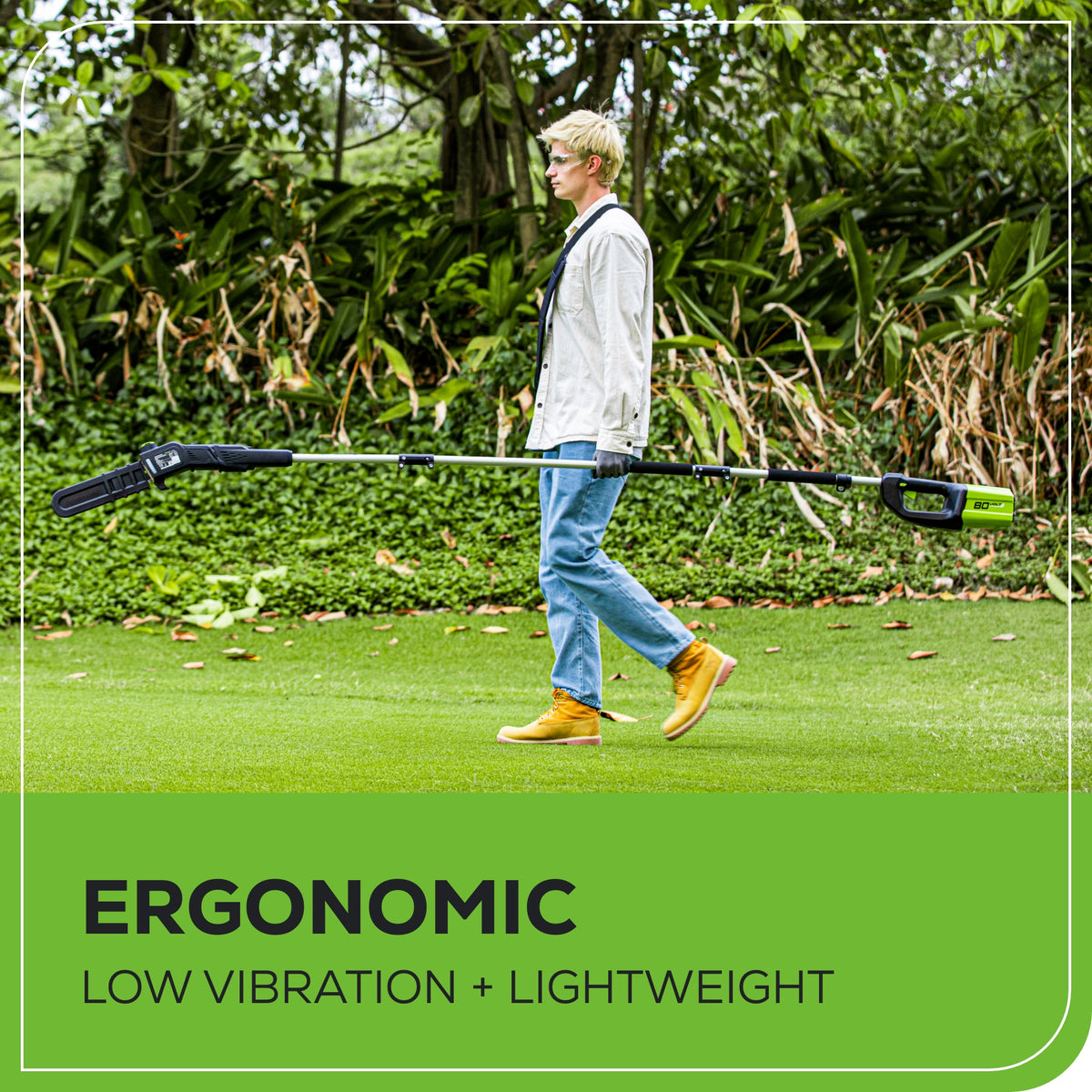 80V Cordless 10" Brushless Pole Saw w/ 2.0Ah Battery & Rapid Charger