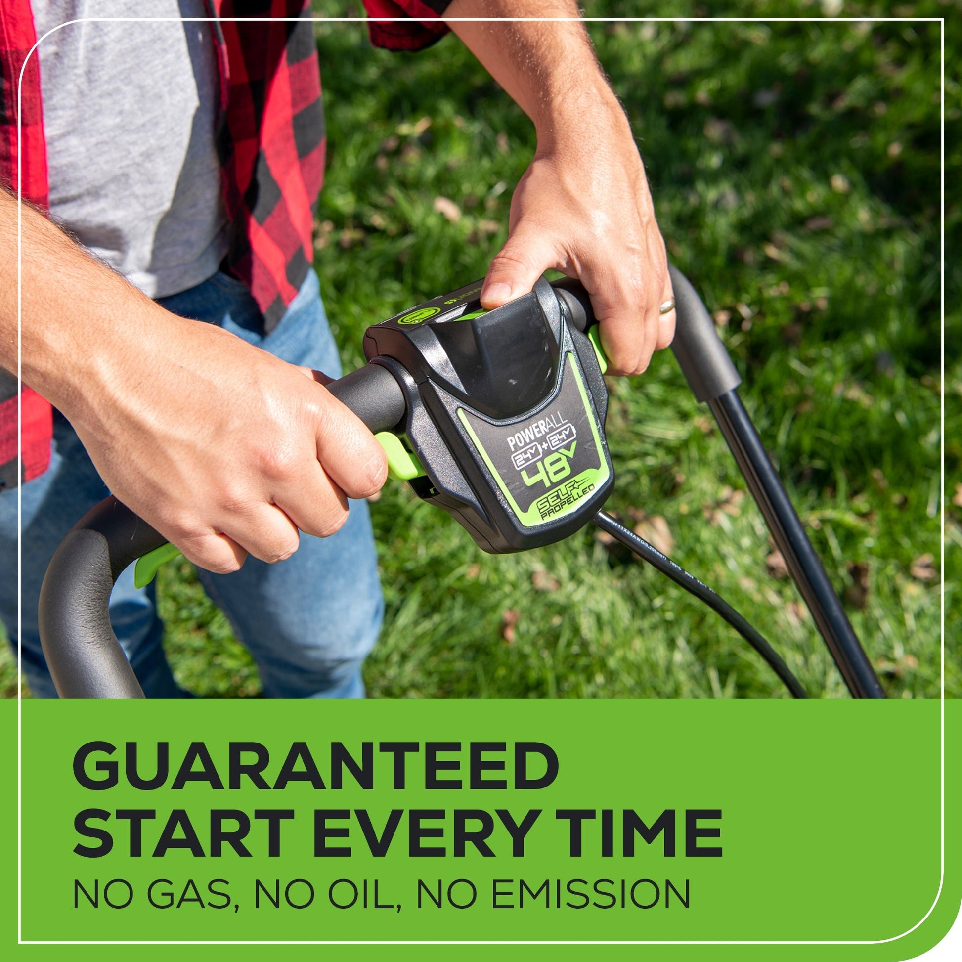 48V (24V x 2) 20" Cordless Battery Push Mower 3pc Combo Kit w/ (2) 4.0Ah Batteries & Dual Port Chargers