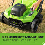 40V 15" Cordless Battery Brushless Dethatcher/Scarifier: 5.0Ah Battery and Rapid Charger