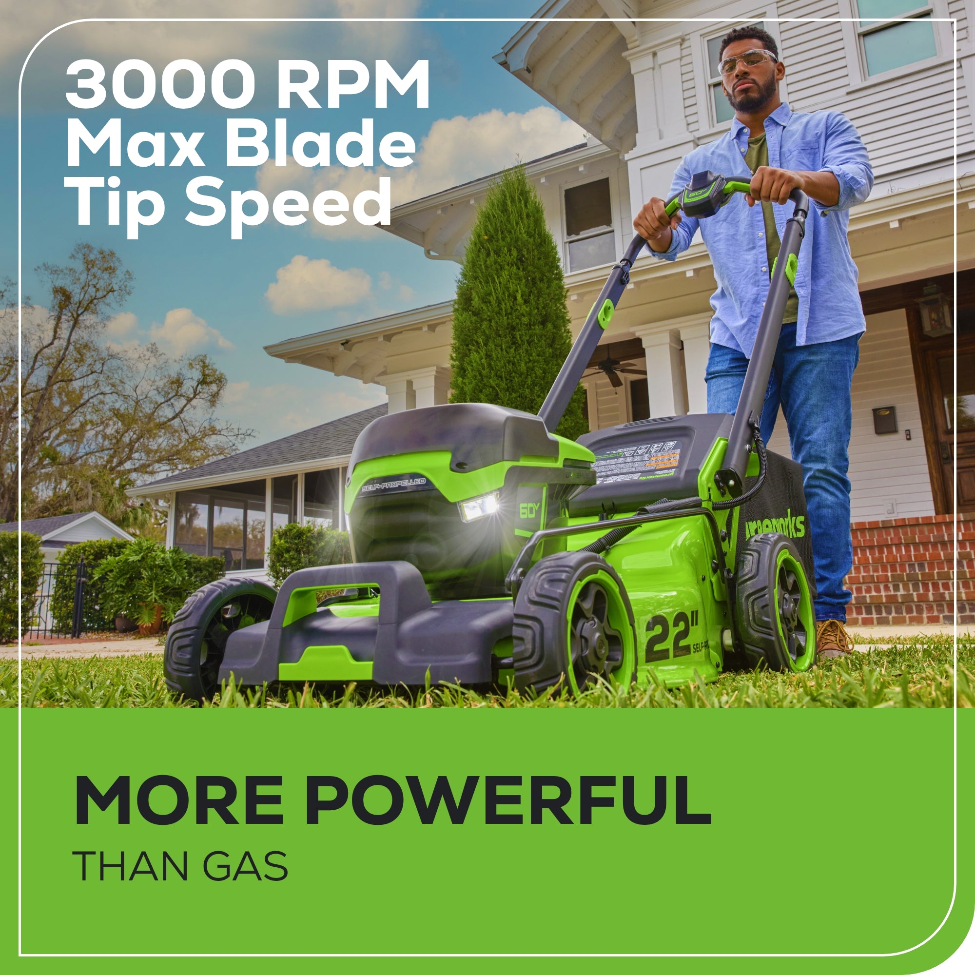 60V 22" Brushless Cordless Self-Propelled Lawn Mower w/ (2) 5.0Ah Battery & 6A Dual Port Charger