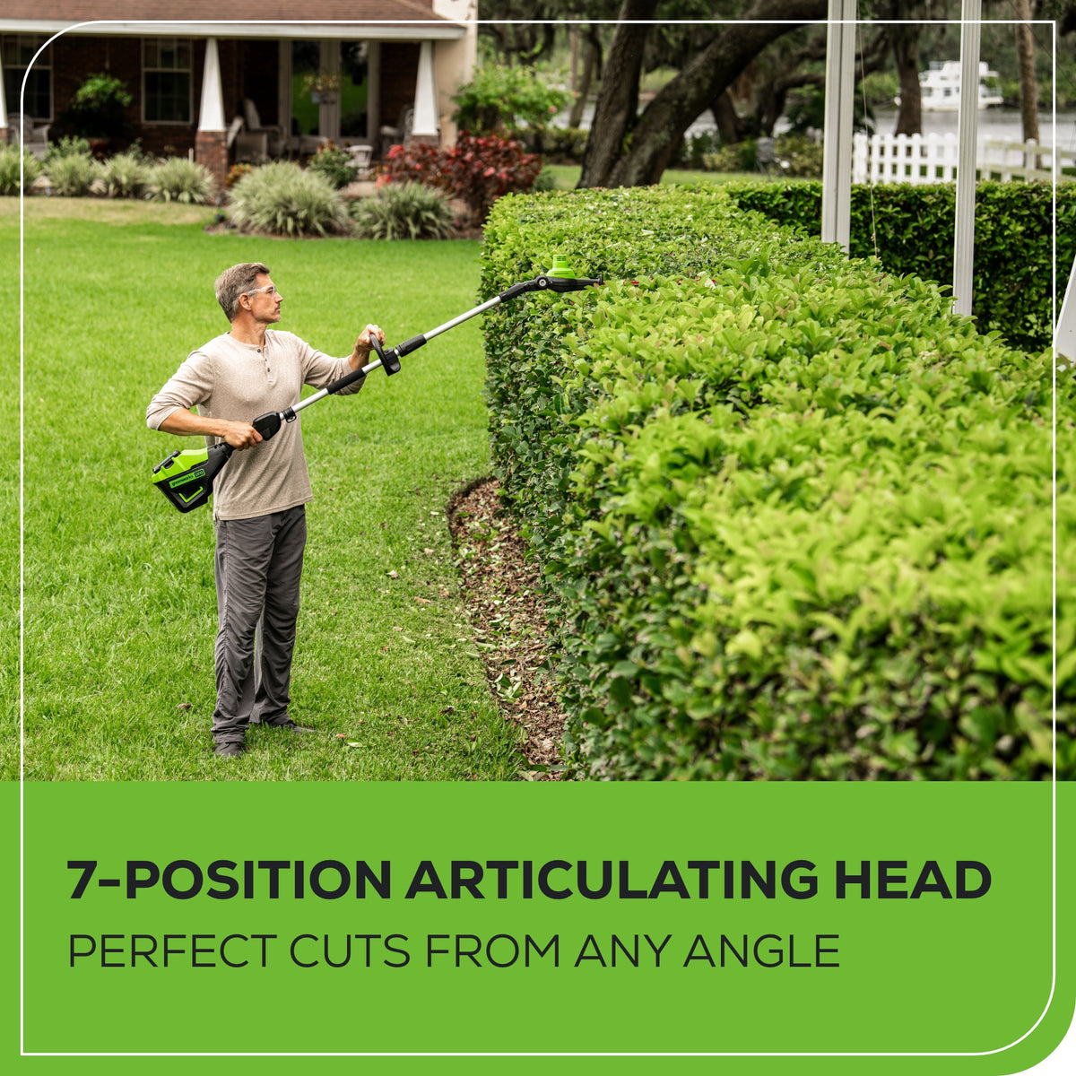 80V 20" Cordless Battery Pole Hedge and 10" Pole Saw Combo Kit: 2.0 Ah Battery and Rapid Charger