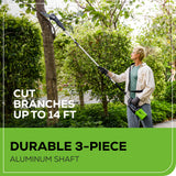 80V Cordless 10" Brushless Pole Saw w/ 2.0Ah Battery & Rapid Charger