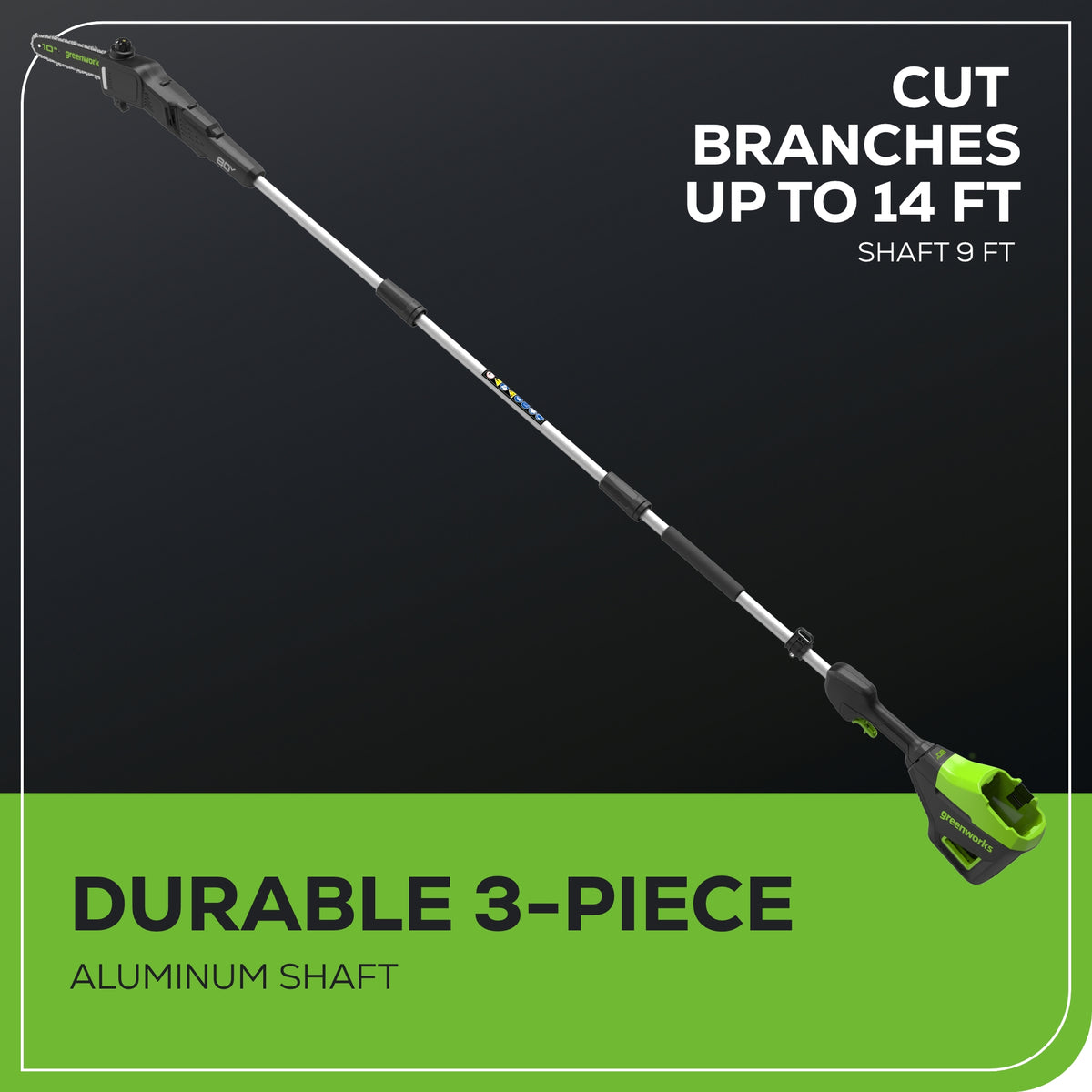 80V 20" Cordless Battery Pole Hedge and 10" Pole Saw Combo Kit: 2.0 Ah Battery and Rapid Charger