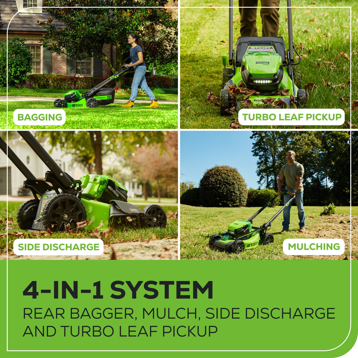 80V 21" Cordless Battery 4-in-1 Push Mower & 730CFM Leaf Blower Combo Kit w/ (1) 4.0Ah Battery & (1) Rapid Charger