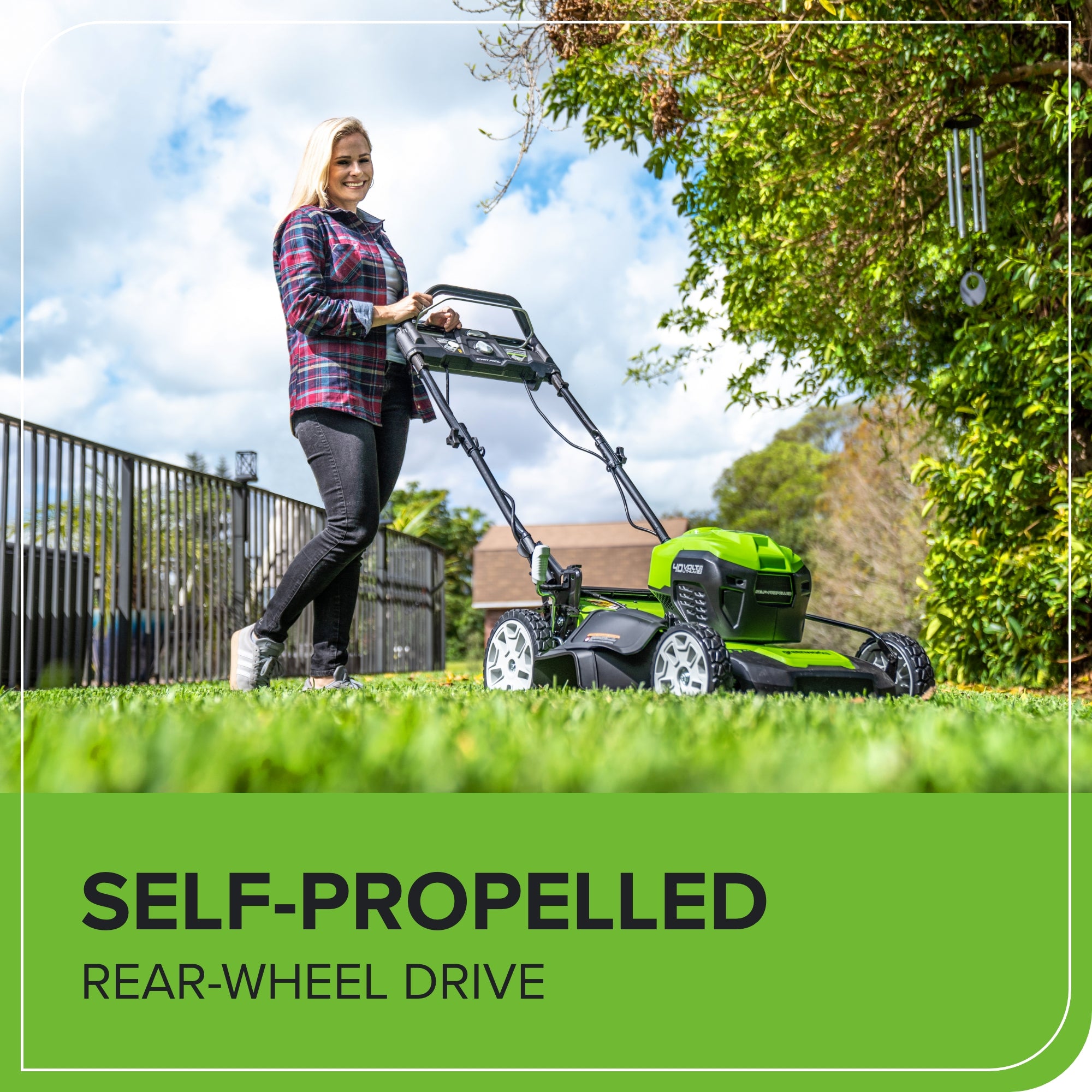 40V 21" Cordless Battery Self-Propelled Lawn Mower w/ (2) 4.0Ah USB Batteries & Charger