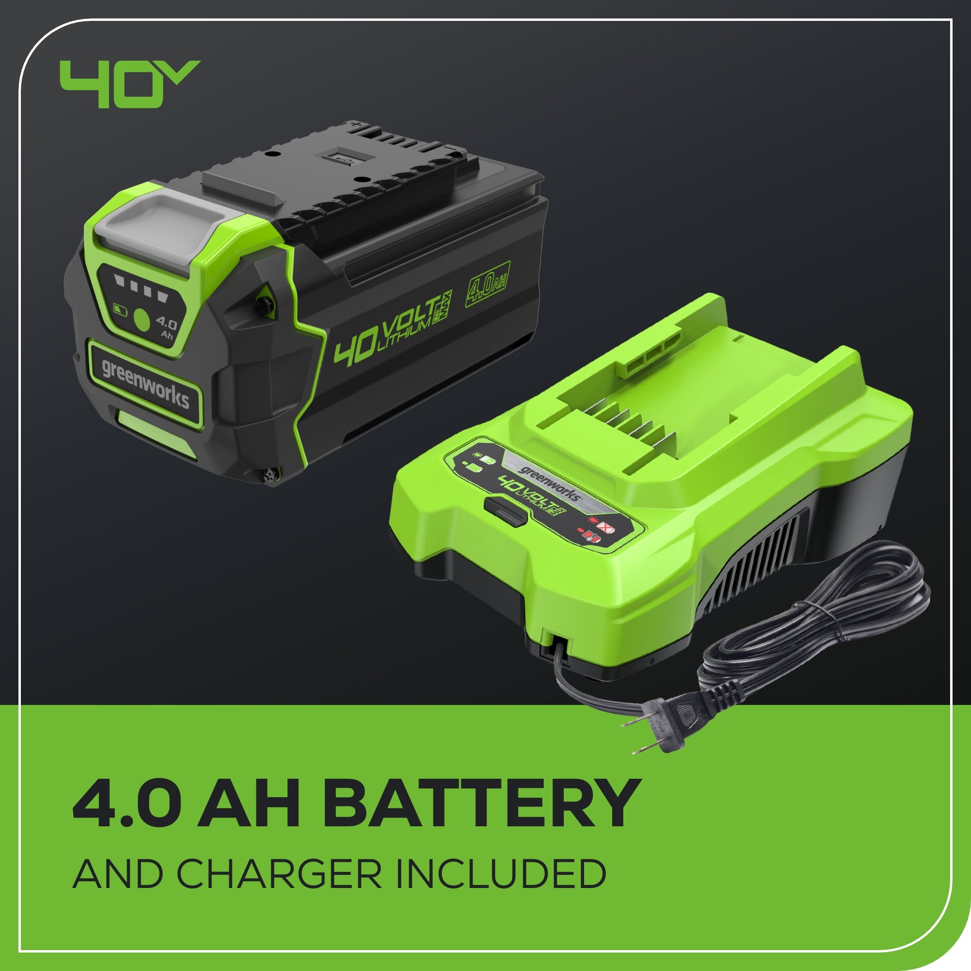 40V 16" Cordless Battery Chainsaw w/ 4.0Ah USB Battery & Charger