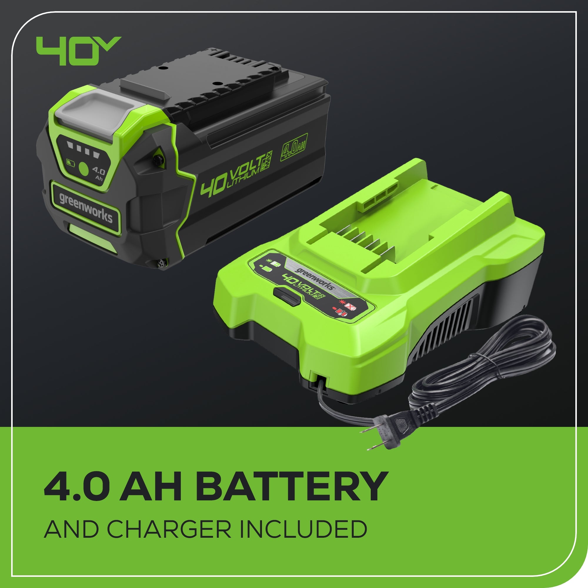 40V 450 CFM Cordless Battery Leaf Blower w/ 4.0Ah USB Battery & Charger