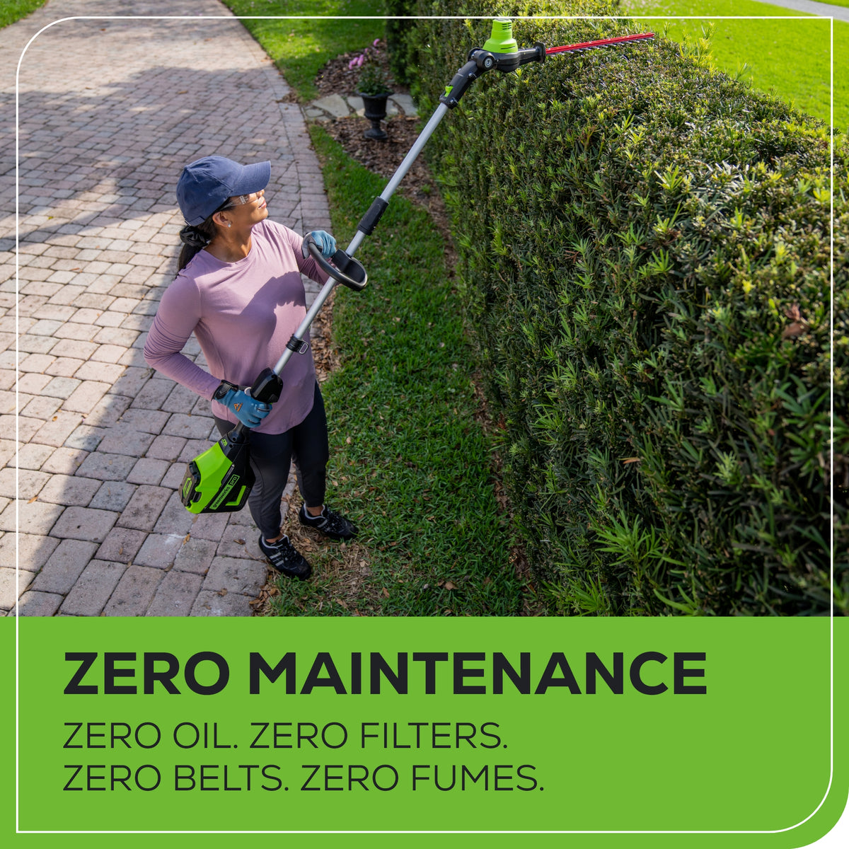 60V 20" 7-position Cordless Battery Pole Hedge Trimmer w/ 2.0 Ah Battery & Charger| Greenworks Tools 60V 20" 7-position Cordless Battery Pole Hedge Trimmer w/ 2.0 Ah Battery & Charger| Greenworks Tools