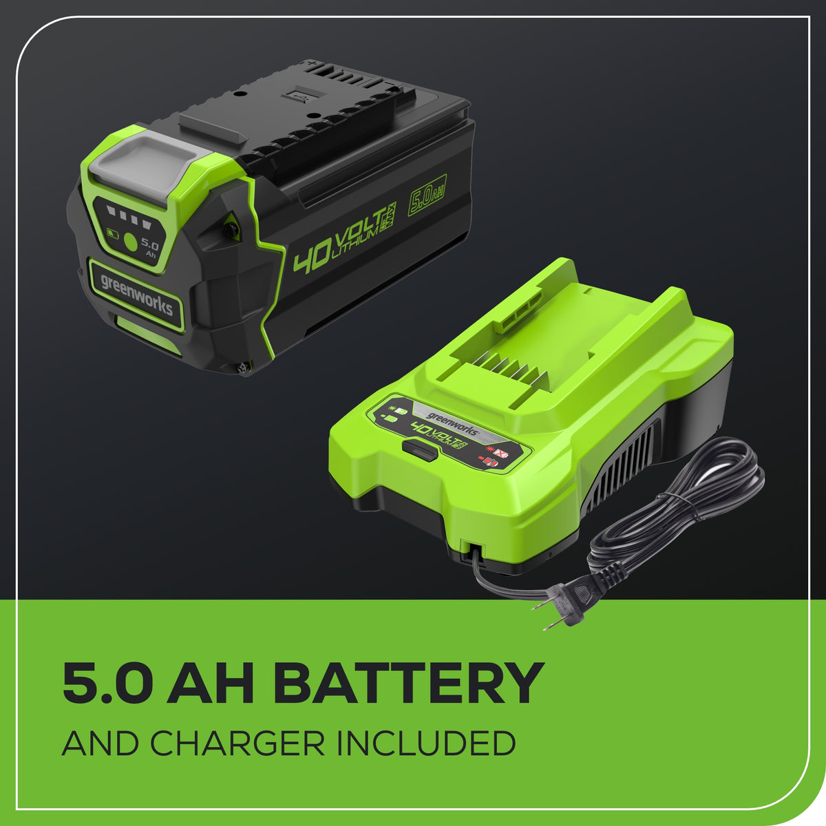 40V 21" Cordless Battery Self-Propelled Lawn Mower: 5.0Ah Battery & Charger, LM2104S