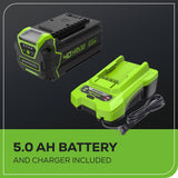 40V 21" Cordless Battery Self-Propelled Lawn Mower: 5.0Ah Battery & Charger, LM2104S