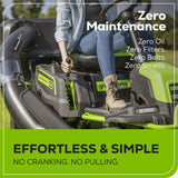 60V 42" Cordless Battery CrossoverT Riding Lawn Mower + Bagger w/ Six (6) 8.0Ah Batteries and Three (3) Dual Port Turbo Chargers