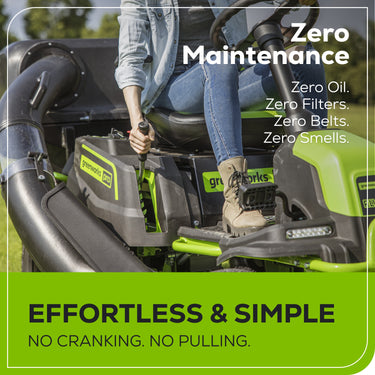 60V 42" Cordless Battery CrossoverT Riding Lawn Mower + Bagger w/ Six (6) 8.0Ah Batteries and Three (3) Dual Port Turbo Chargers