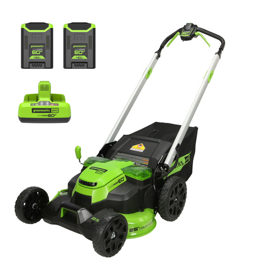 60V 25" Cordless Battery Dual Blade Self-Propelled Lawn Mower w/ Two (2) 4.0Ah Batteries & Dual-Port Charger