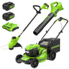 48V (24V x 2) 20" Cordless Battery Push Mower 3pc Combo Kit: (2) 4.0 Ah Batteries and Dual-Port Chargers