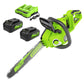 48V (24V x 2) 14" Cordless Battery Chainsaw w/ Two (2) 4.0 Ah USB Batteries & Dual Port Charger