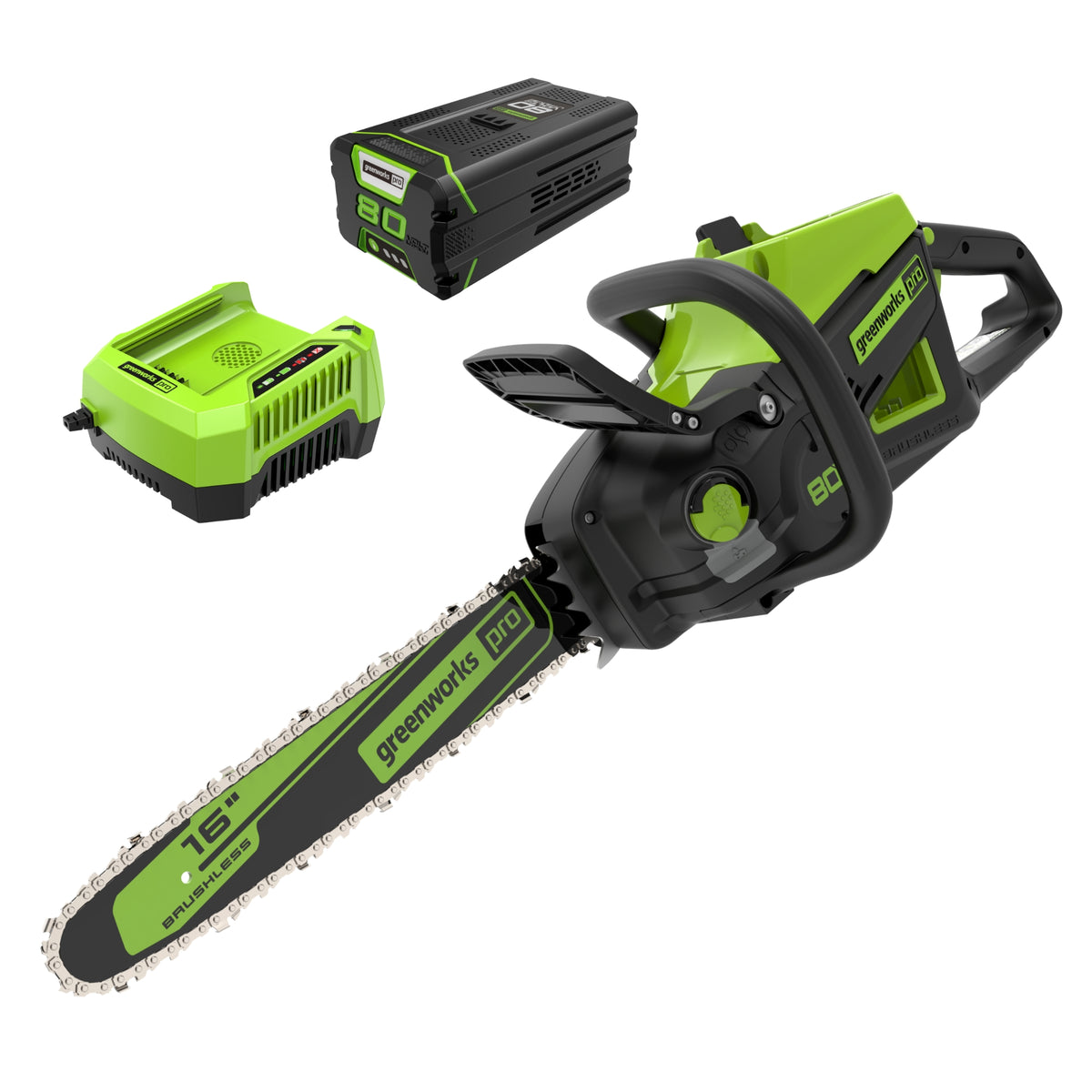 80V 16" 2.0kW Cordless Battery Chainsaw w/ 4.0 Ah Battery & Charger