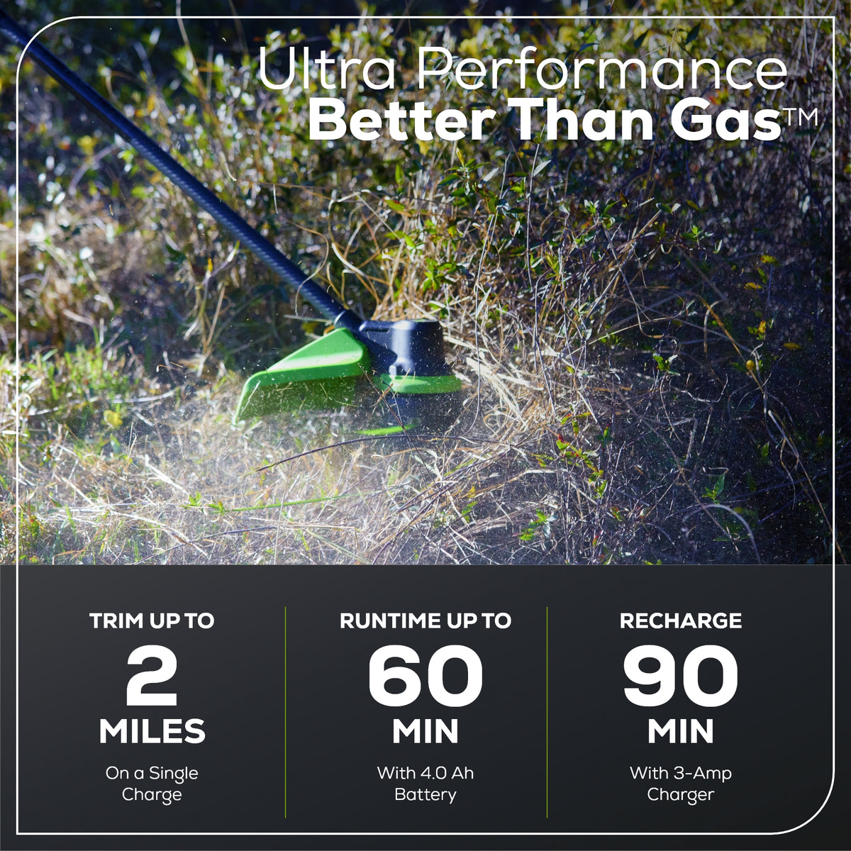 60V 17" Cordless Battery Brushless String Trimmer, Carbon Fiber Shaft: 4.0 Ah Battery and Charger