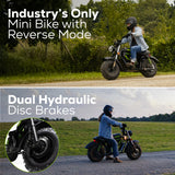 60V Gen 2 STEALTH Series Electric Mini-Bike: (2) 8.0 Ah Batteries and Dual-Port Rapid Charger