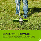 80V 16" Cordless Battery String Trimmer( .095 line) w/ 2.0 Ah Battery & 4.0Amp Charger