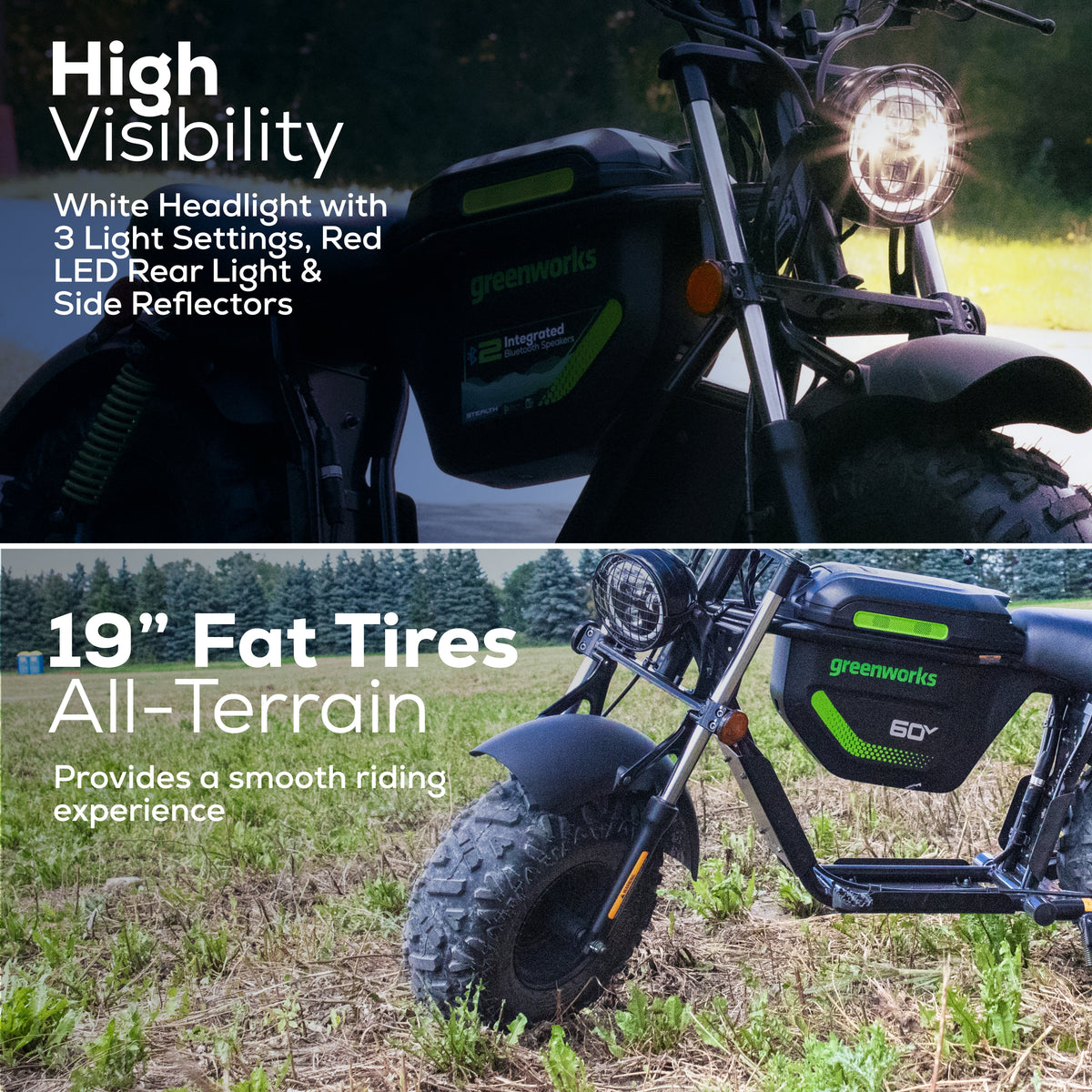 60V Gen 2 STEALTH Series Electric Mini-Bike: (2) 8.0 Ah Batteries and Dual-Port Rapid Charger