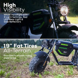 60V Gen 2 STEALTH Series Electric Mini-Bike: (2) 8.0 Ah Batteries and Dual-Port Rapid Charger