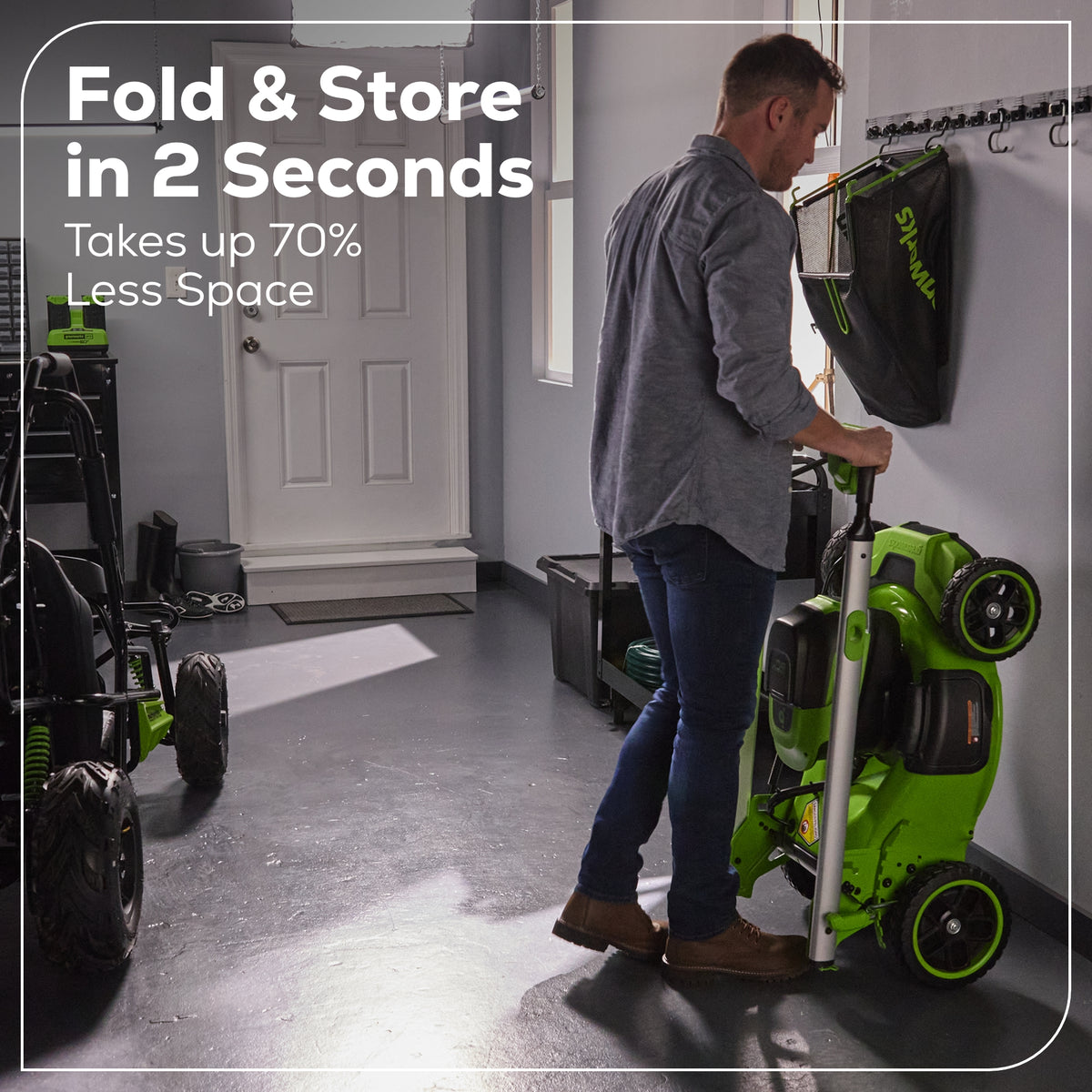 OPEN BOX 60V 21" Cordless Battery Dual Blade Self-Propelled Mower w/ (1) 8Ah battery and 6A Charger