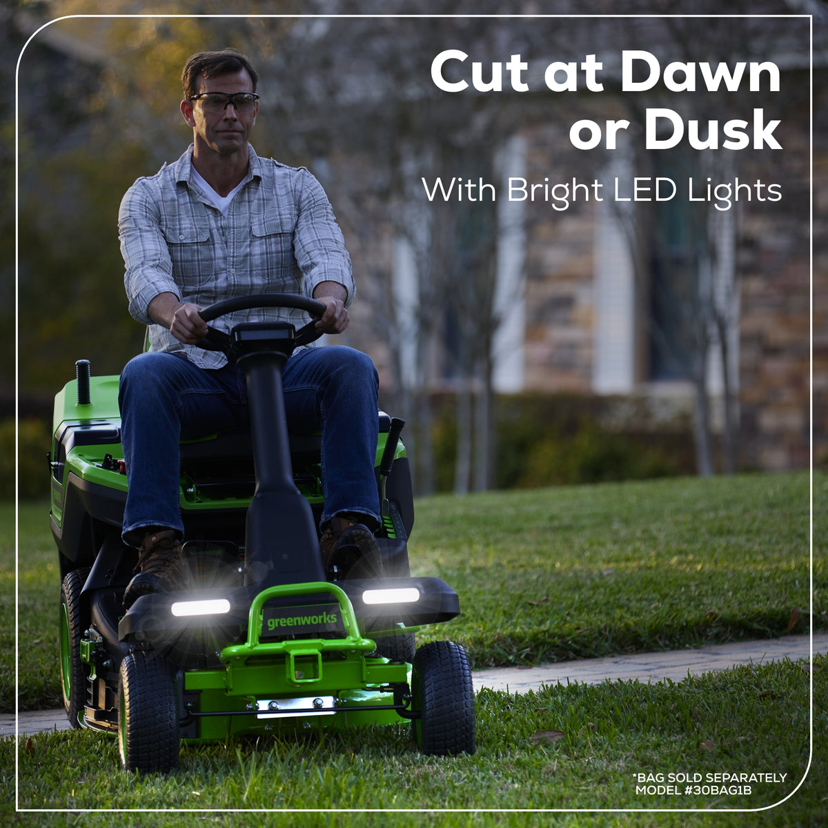 60V 30” Crossovert Riding Lawn Tractor With (2) 8.0 Ah, (2) 4.0 Ah ...