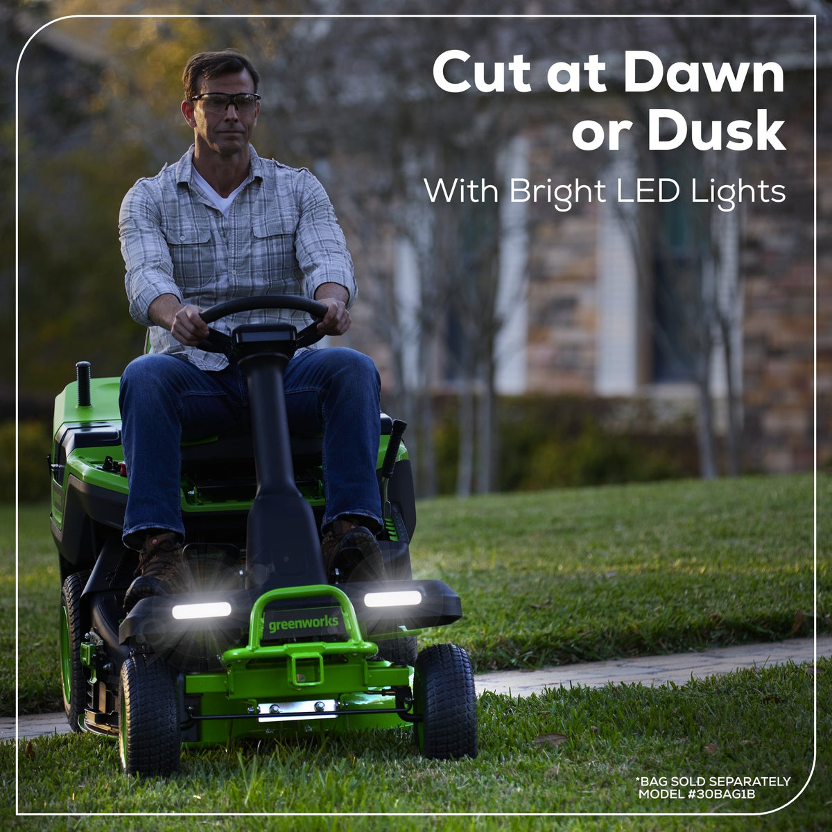 60V 30” CrossoverT Riding Lawn Tractor 3PC Combo Kit w/ Two 8.0Ah Batteries, Two 4.0Ah Batteries, One 2.5Ah Battery and Two Chargers