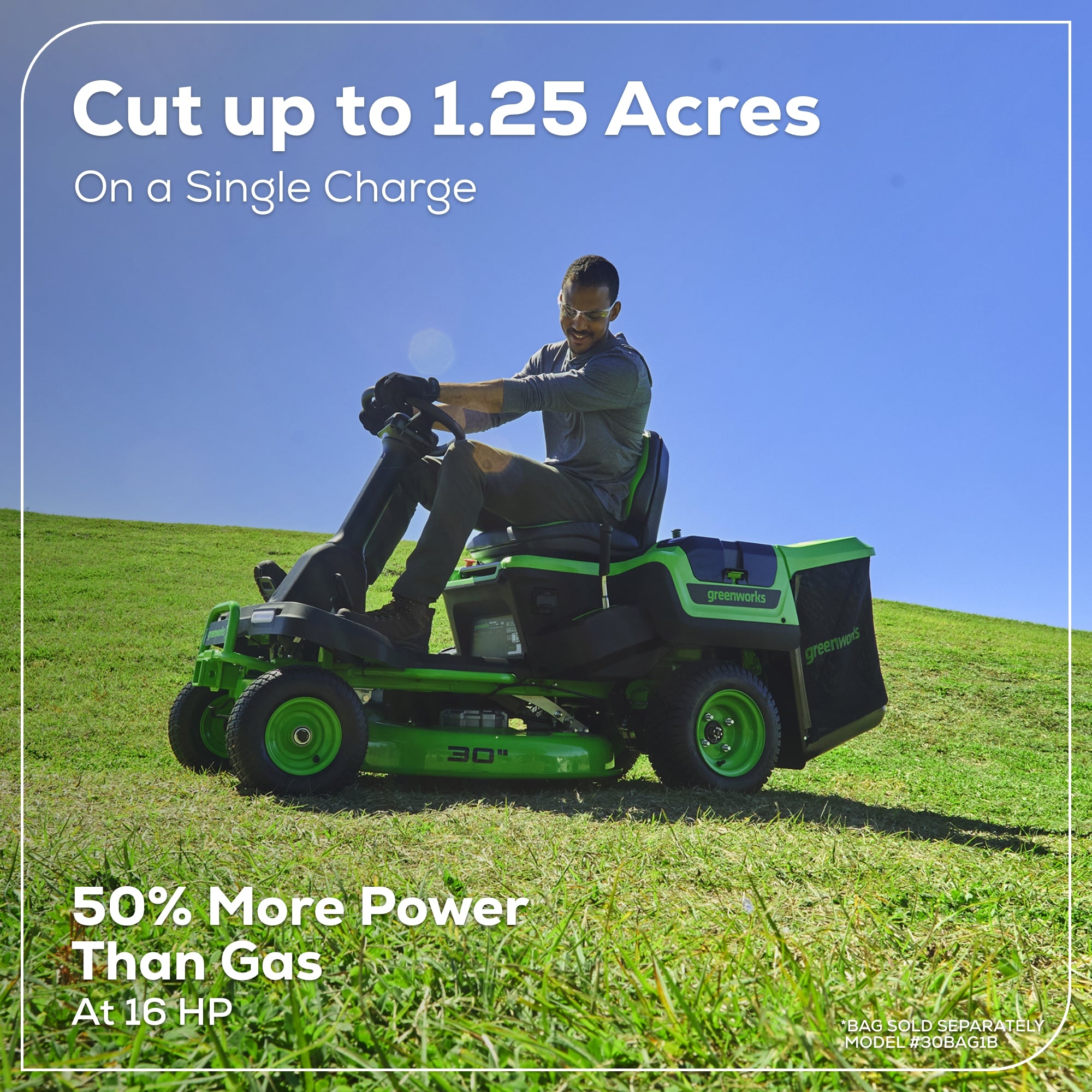 60V 30” CrossoverT Riding Lawn Tractor with (2) 8.0 Ah, (2) 4.0 Ah Batteries & 600-Watt Charger