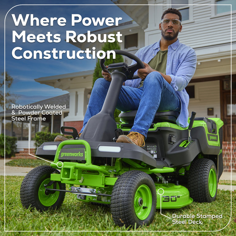 60V 30” Crossovert Riding Lawn Tractor With (2) 8.0 Ah, (2) 4.0 Ah ...