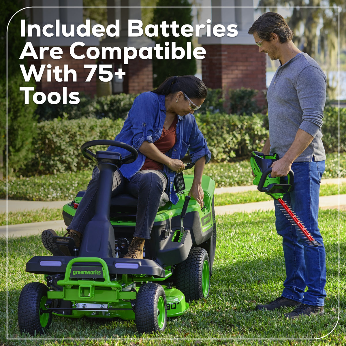 60V 30” Crossovert Riding Lawn Tractor With (2) 8.0 Ah, (2) 4.0 Ah ...