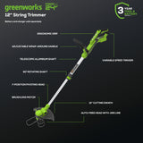 24V 12" Cordless Battery String Trimmer and Edger (Tool Only)