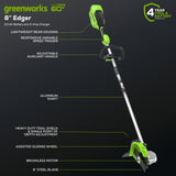 60V 8" Cordless Battery Edger w/ 2.5 Ah Battery and 3A Charger